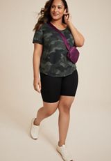 Plus Size 24/7 Flawless Camo V Neck Tee, MULTI, small