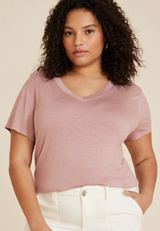 Plus Size 24/7 Flawless V Neck Tee, C3343, small