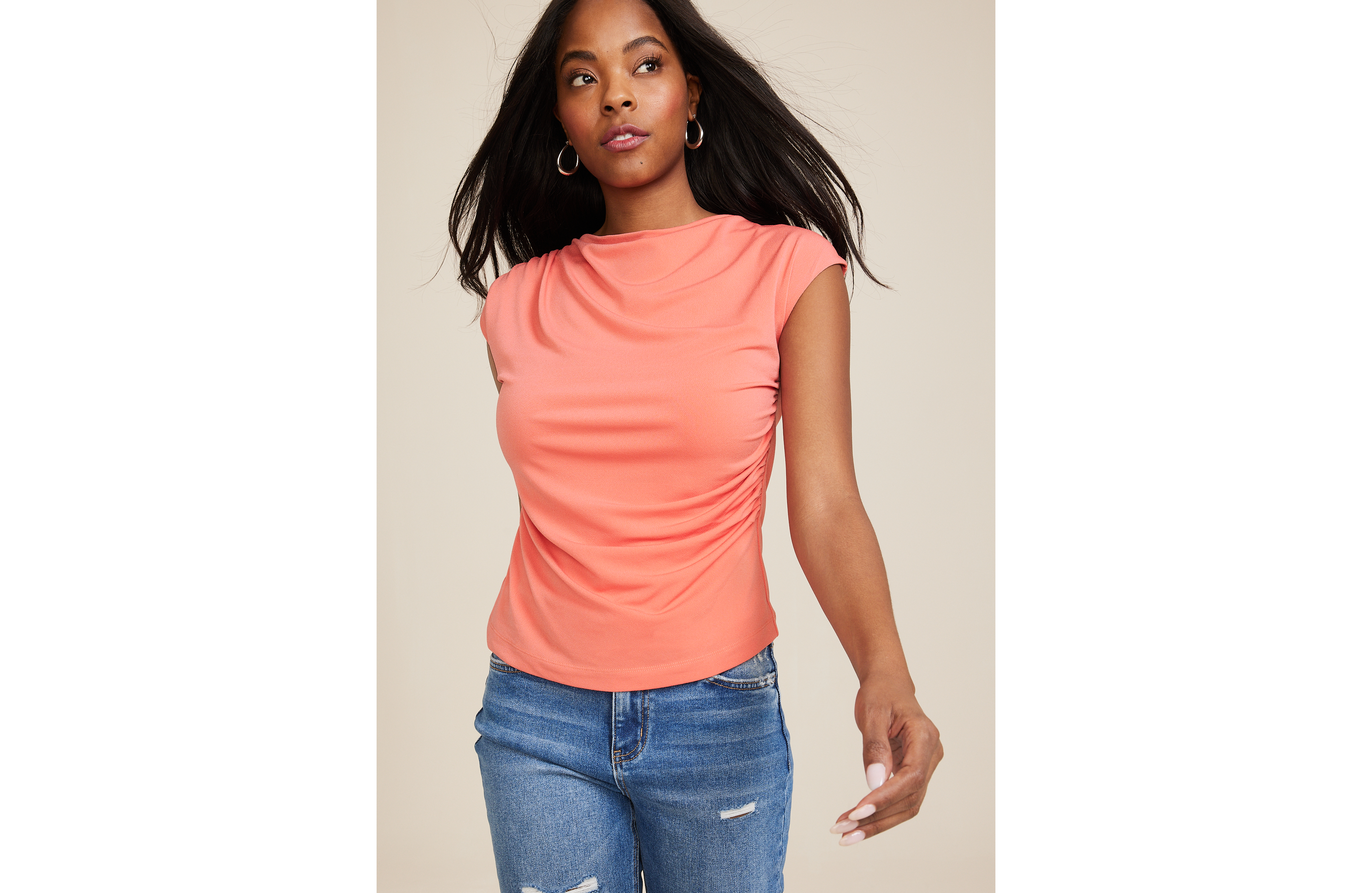 Crepe Cowl Neck Top