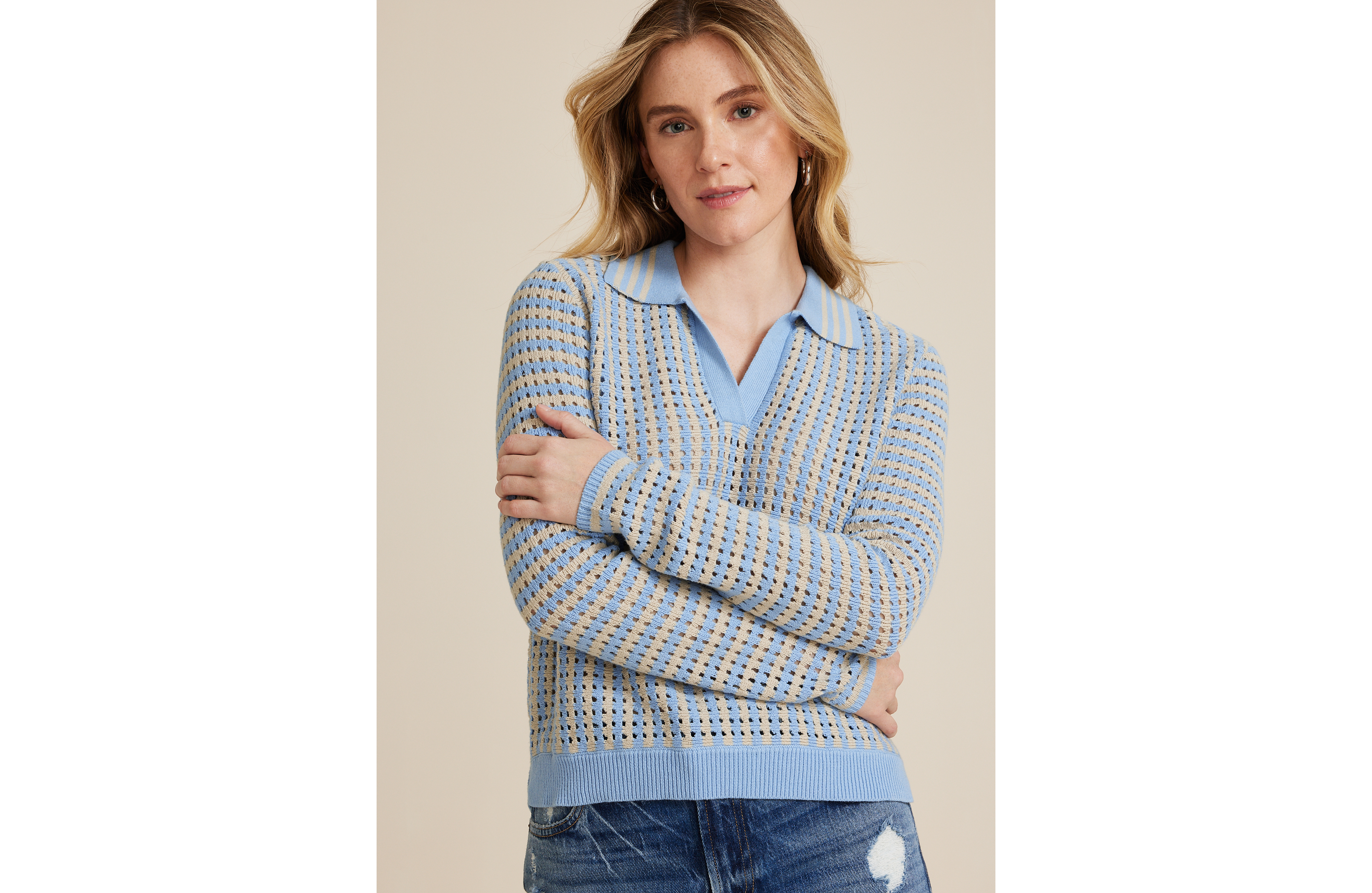 Striped Collared Sweater