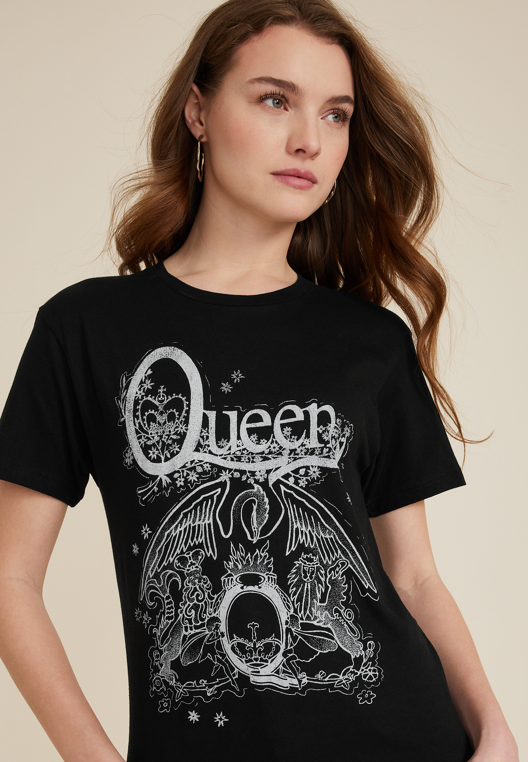 Queen Graphic Oversized Tee, BLACK, large