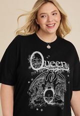 Plus Size Queen Graphic Oversized Tee, BLACK, small