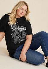 Plus Size Queen Graphic Oversized Tee, BLACK, small