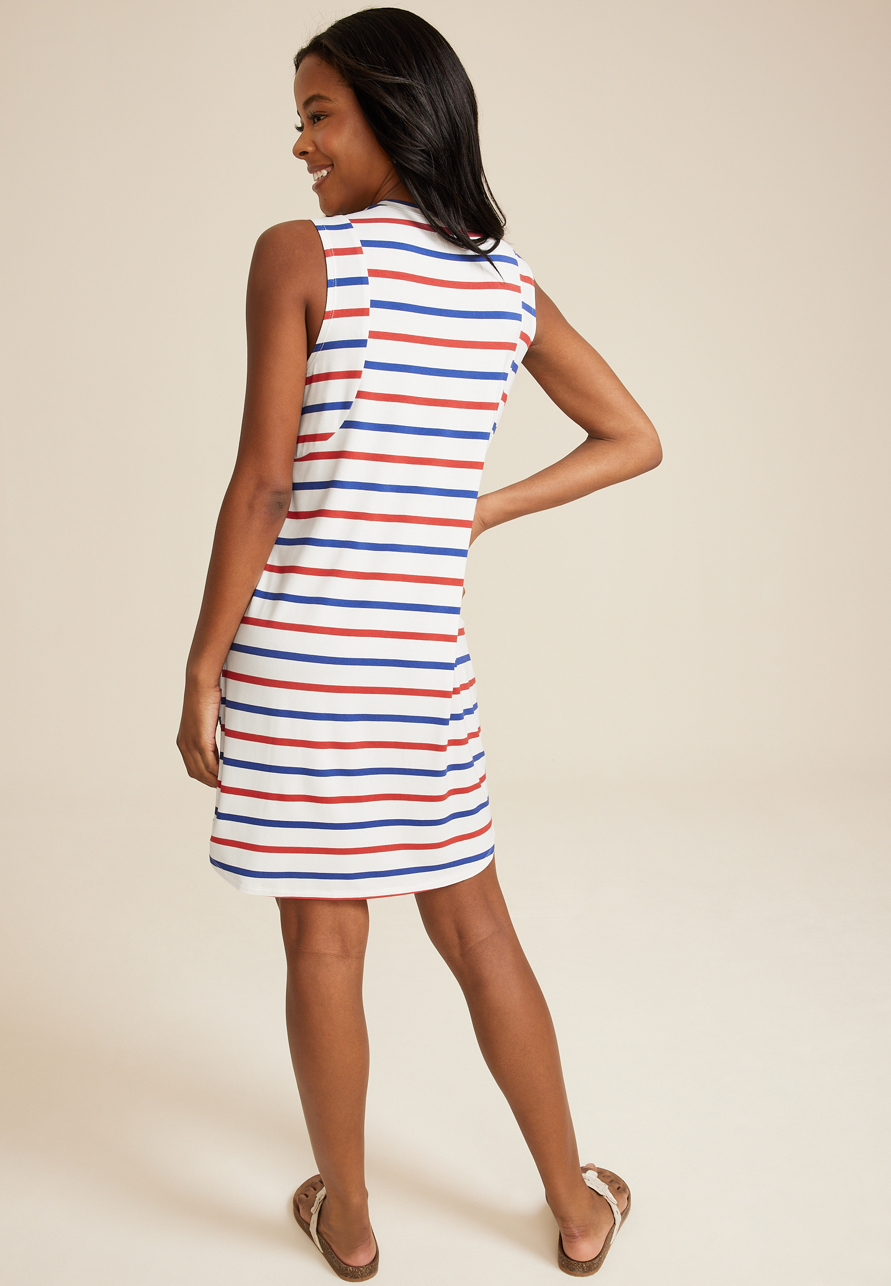 24/7 Sleeveless Tee Dress, SOFT WHITE COMBO, large