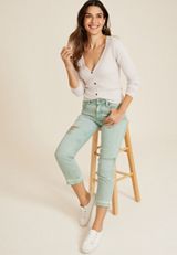 m jeans by maurices&trade; Acid Green High Rise Straight Cropped Jean, C1530, small