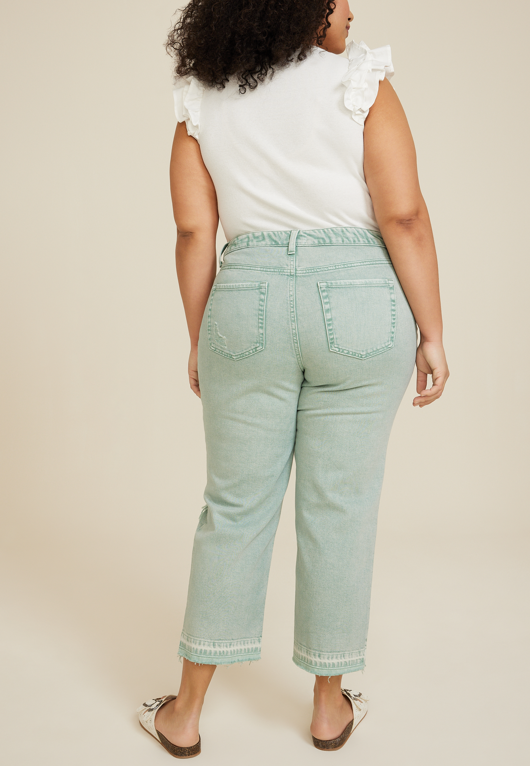 Plus Size m jeans by maurices&trade; Acid Green High Rise Cropped Jean, C1530, large