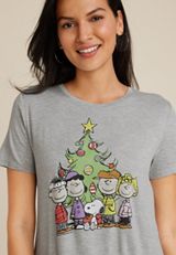 Peanuts Graphic Tee, LIGHT HEATHER GRAY, small