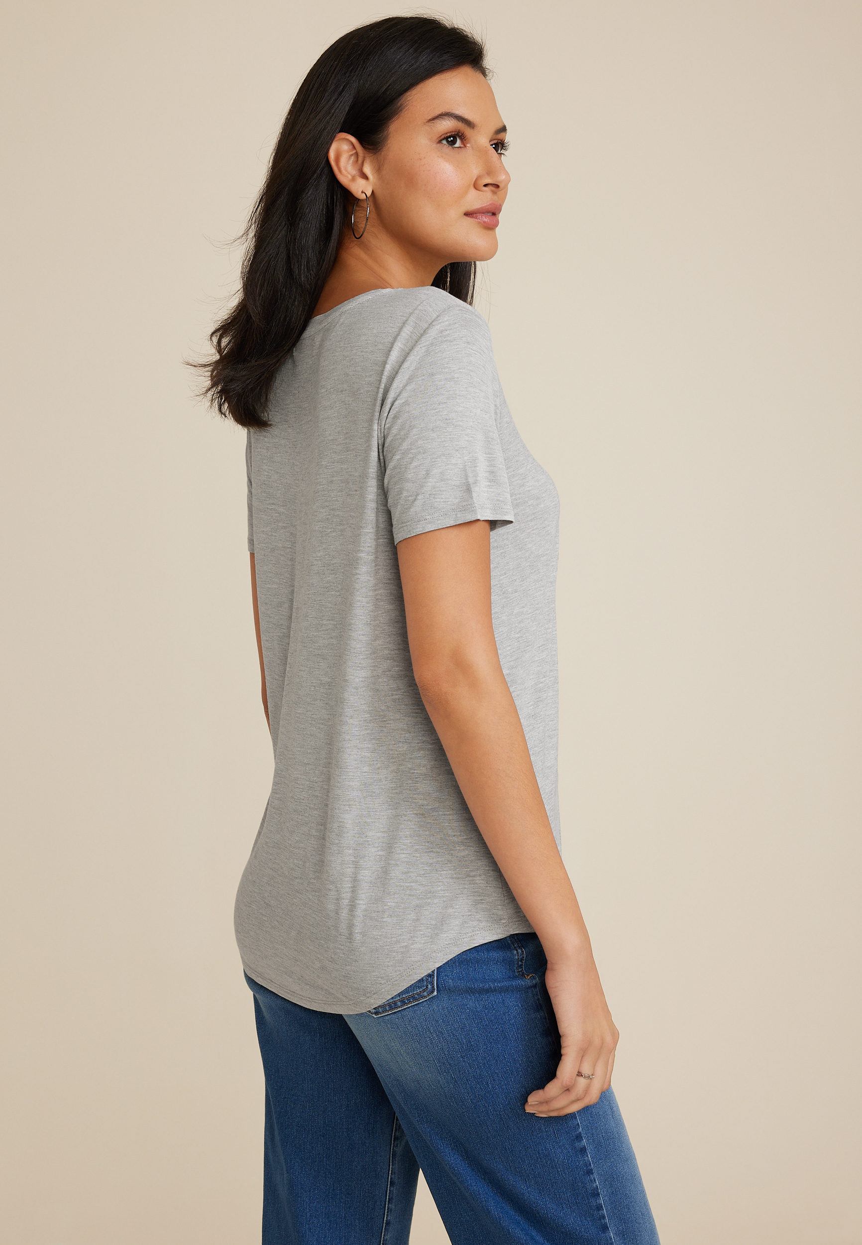 Peanuts Graphic Tee, LIGHT HEATHER GRAY, large