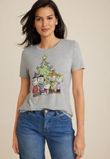 Peanuts Graphic Tee, LIGHT HEATHER GRAY, small
