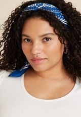 Blue Paisley Hair Scarf, BLUE, small