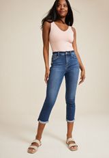 Vervet&trade; Dark Rolled Hem High Rise Cropped Jean, C258, small