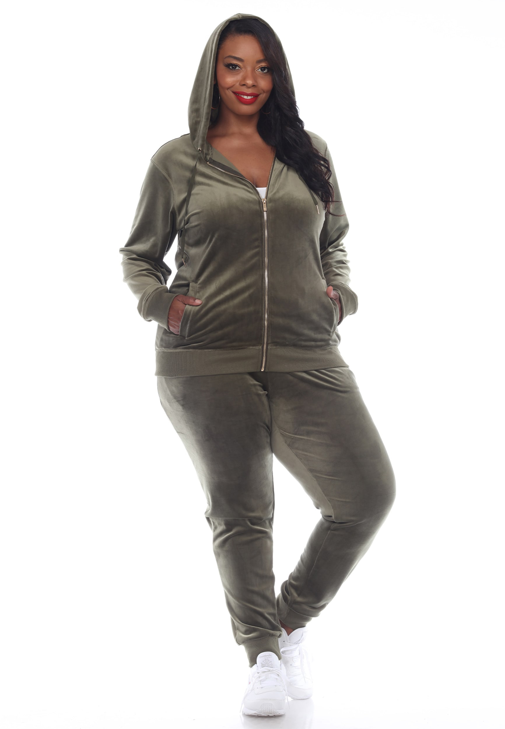 Final Sale Plus Size 2-Piece Top and Pants in Olive Green