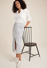 High Rise Fleece Cargo Maxi Skirt, LIGHT HEATHER GRAY, small