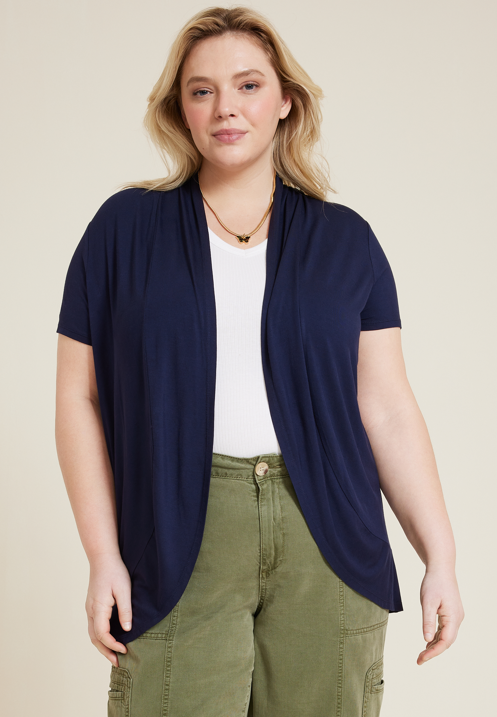 Women's Plus Size Burrow Placement Top - Blue