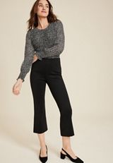 Everflex&trade; High Rise Cropped Flare Pant, BLACK, small
