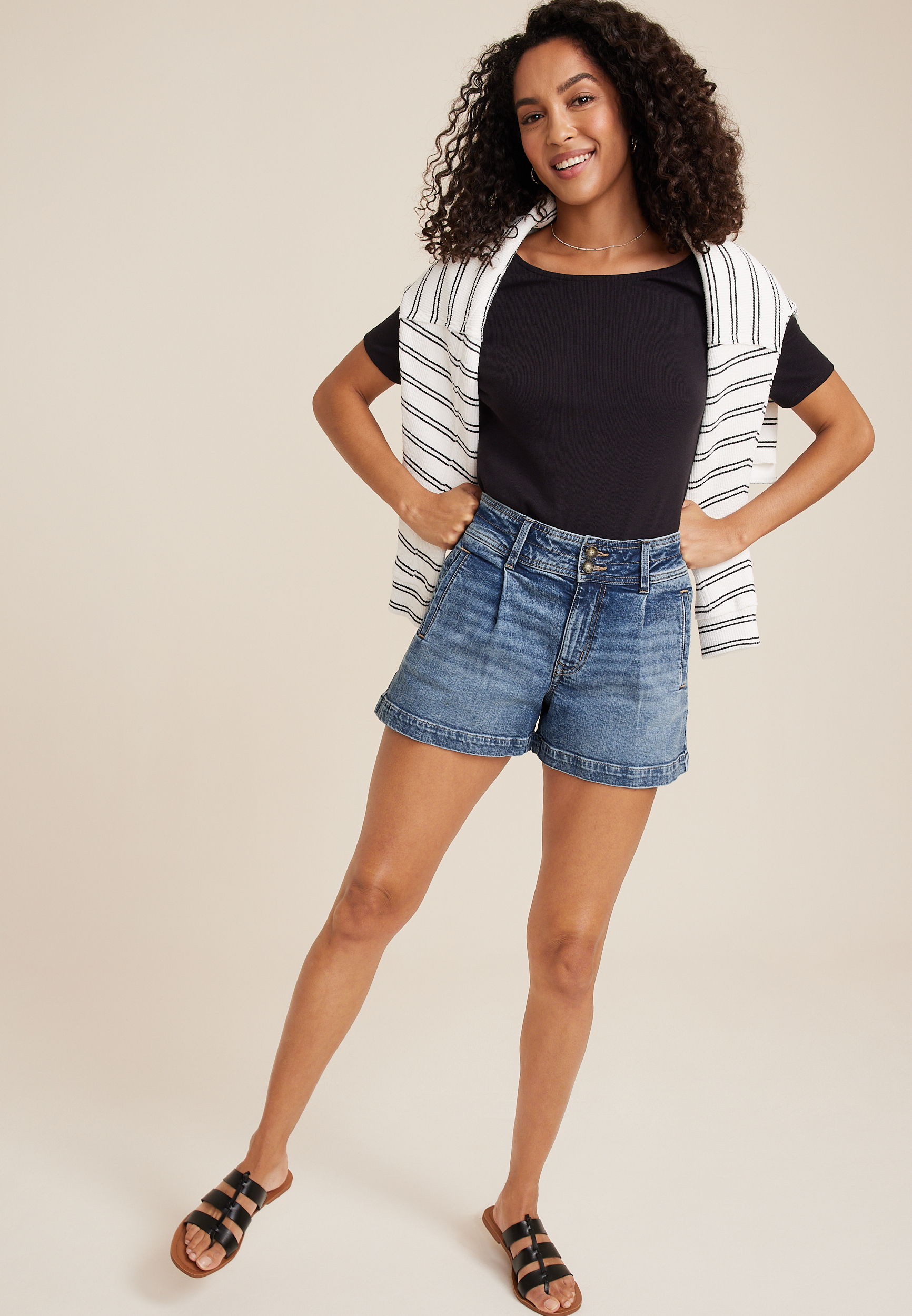 m jeans by maurices&trade; High Rise Pleated A Line 3.5in Short, C3337, large