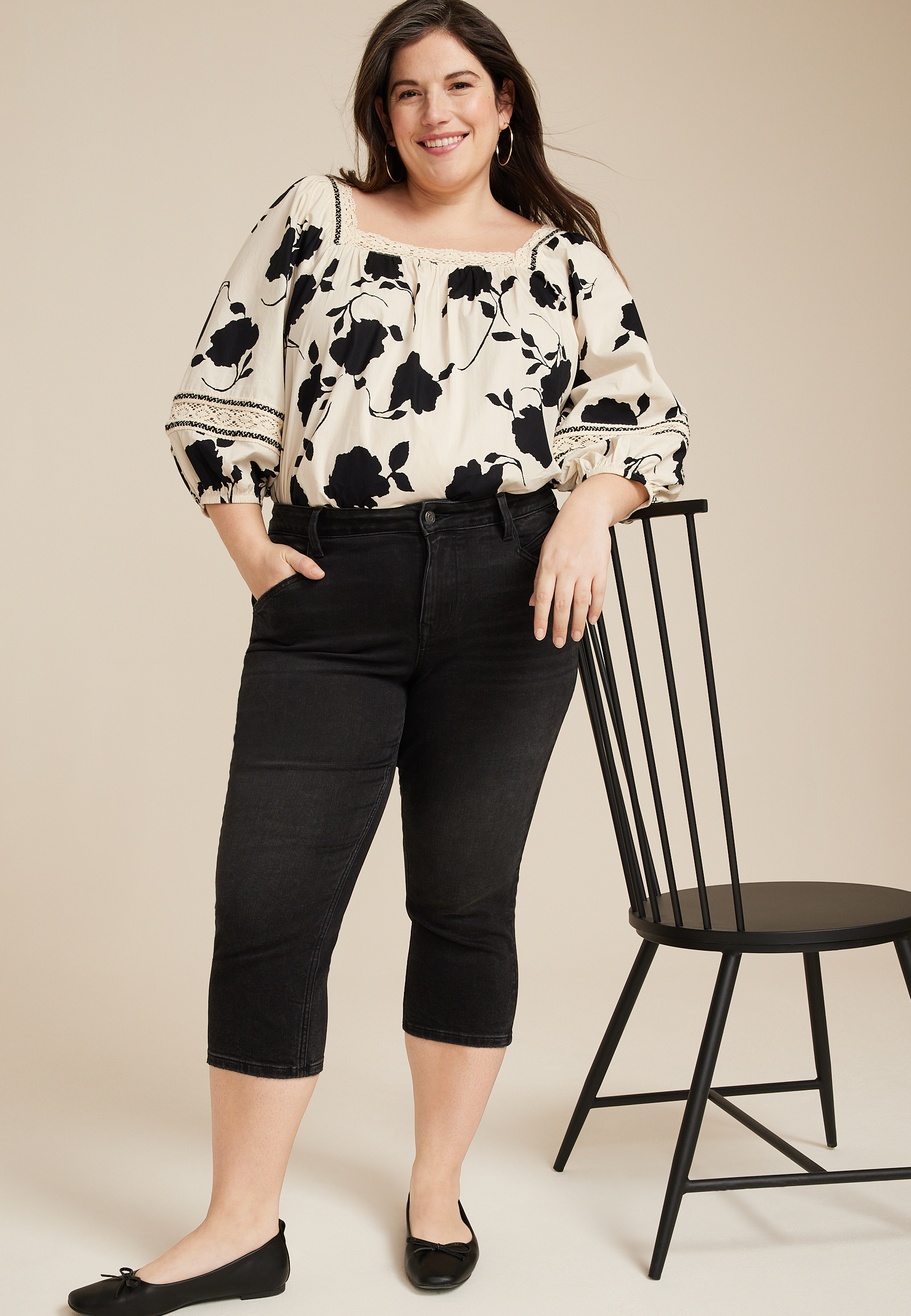 Plus Size m jeans by maurices&trade; Black Mid Rise Super Skinny Cropped Jean, C106, large