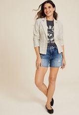 Striped Knit Blazer, C5883, small