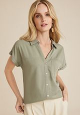 Utility Dolman Button Down Shirt, C425, small