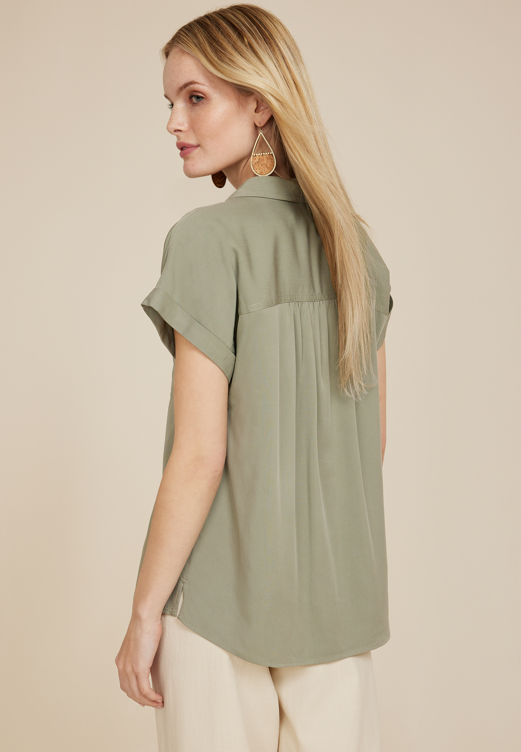 Utility Dolman Button Down Shirt, C425, large