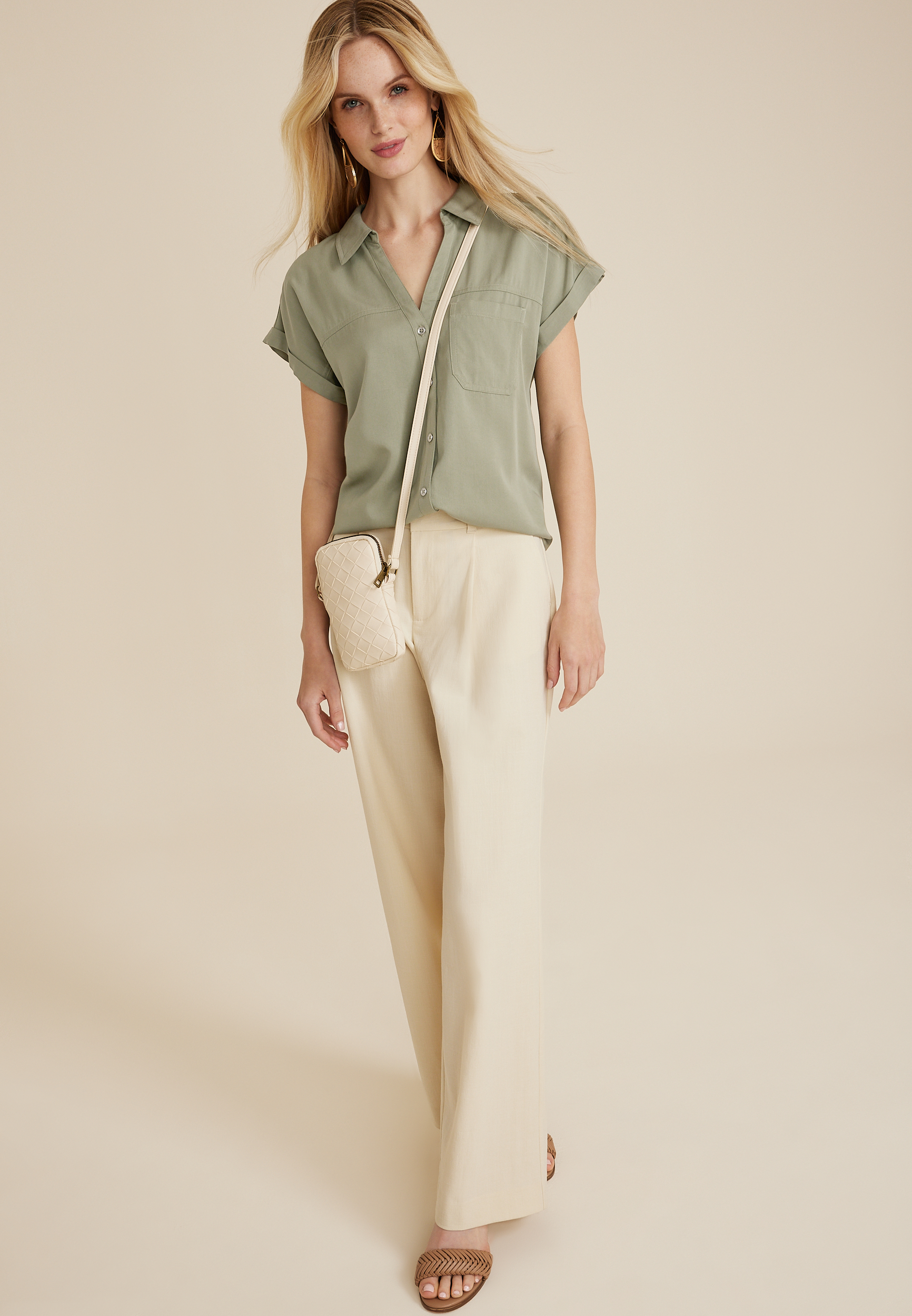 Utility Dolman Button Down Shirt, C425, large