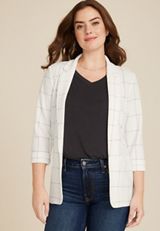Versa Open Front Blazer, SOFT WHITE COMBO, small