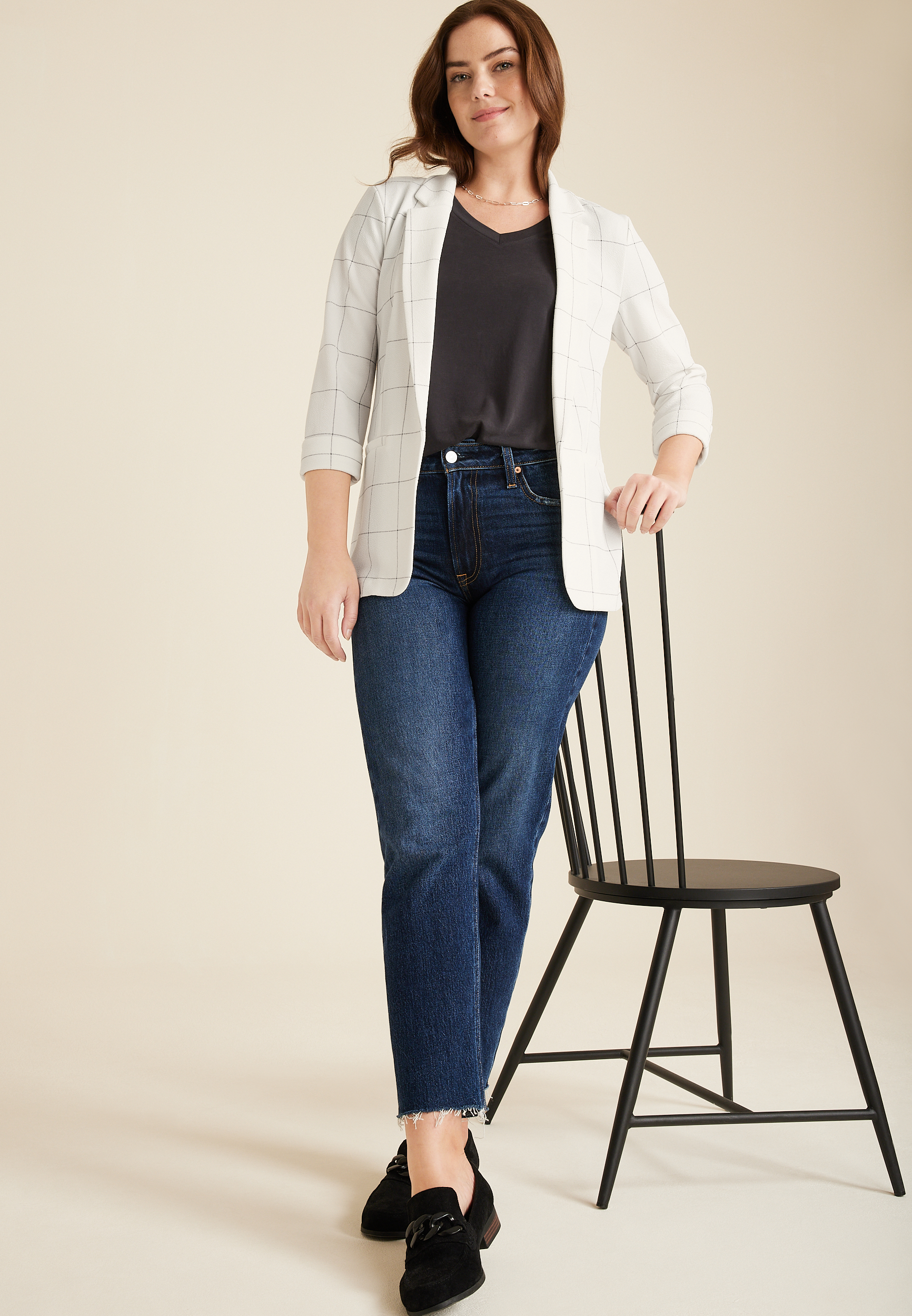 Versa Open Front Blazer, SOFT WHITE COMBO, large