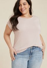 Plus Size 24/7 Fairhaven Sandwash Dolman Tee, ALMOND CREAM, small