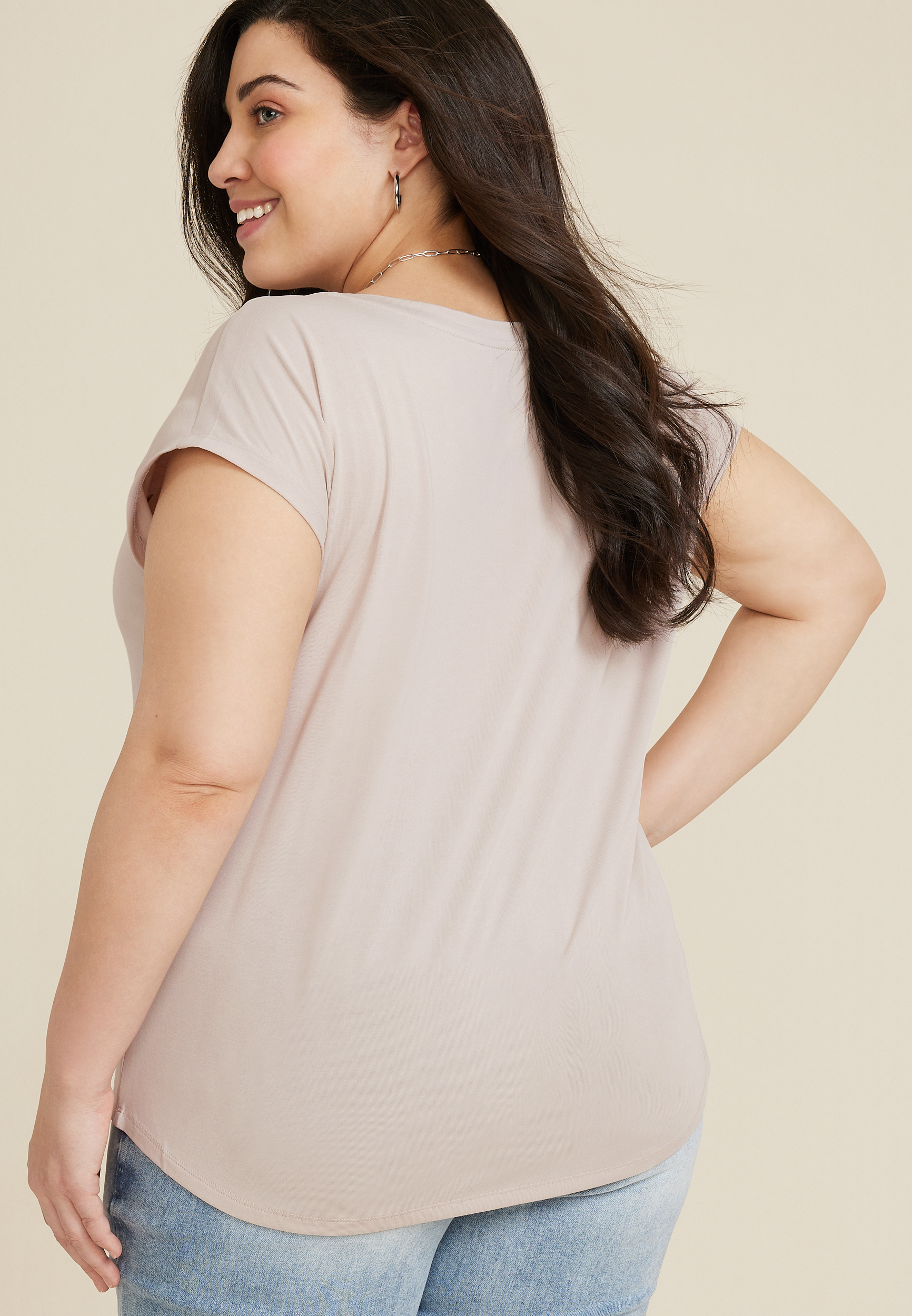 Plus Size 24/7 Fairhaven Sandwash Dolman Tee, ALMOND CREAM, large