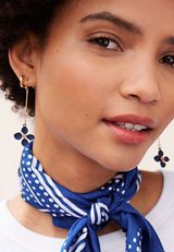 Navy Flower Drop Earrings, C180, small