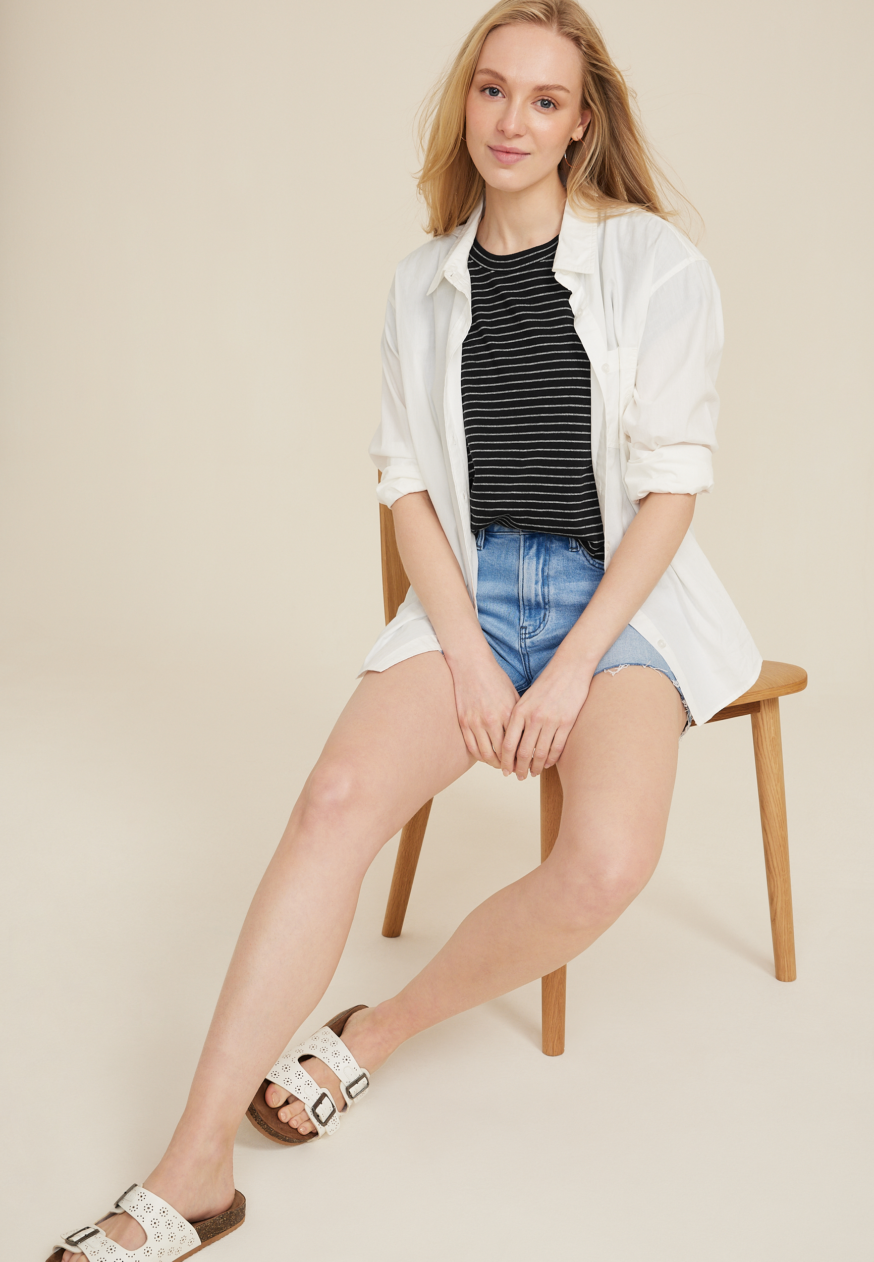 24/7 Clara Textured Striped Tee