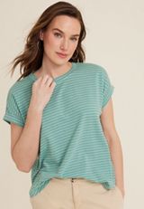 24/7 Clara Textured Striped Tee, C2666, small