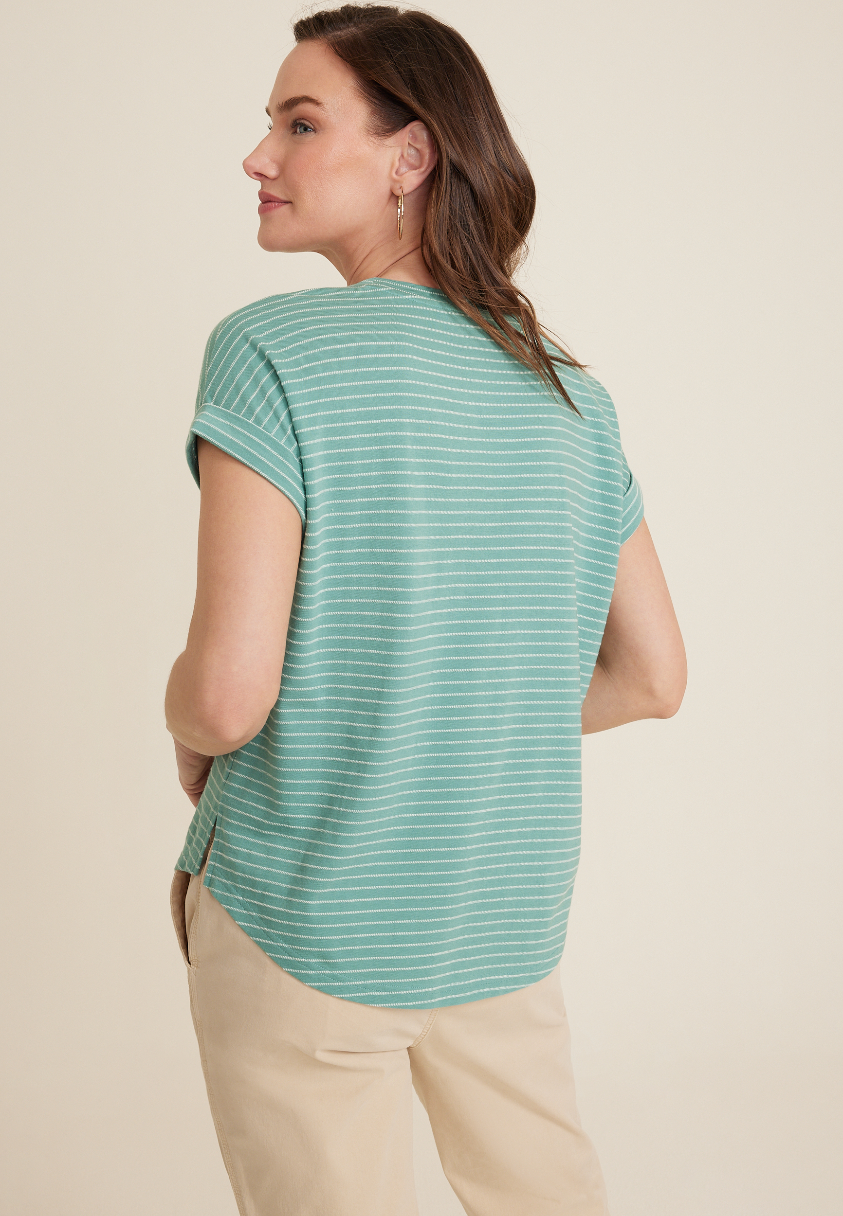 24/7 Clara Textured Striped Tee, C2666, large