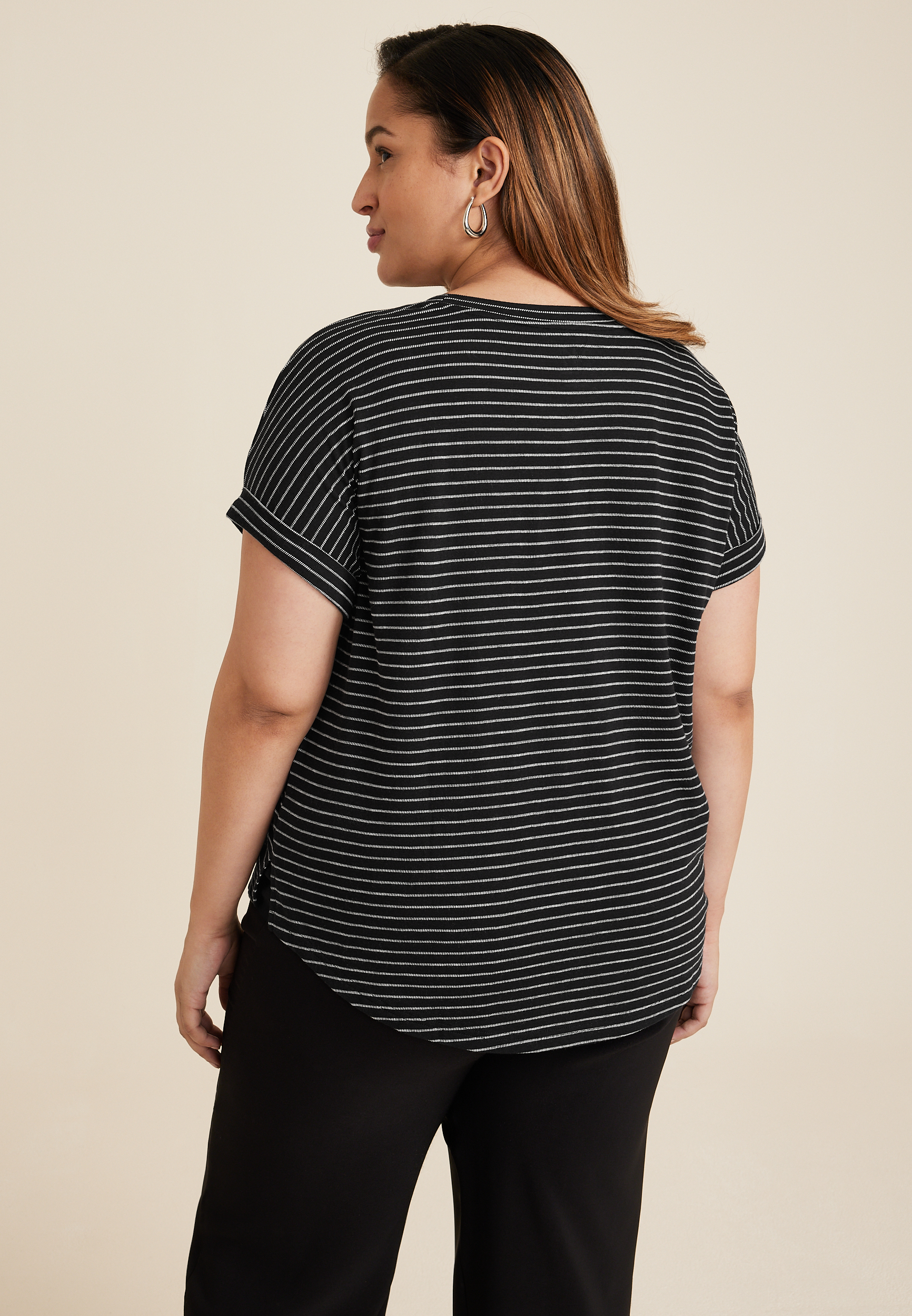 Plus 24/7 Clara Textured Striped Tee