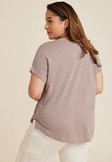 Plus Size 24/7 Clara Textured Striped Tee, C4108, small