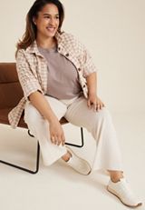 Plus Size 24/7 Clara Textured Striped Tee, C4108, small