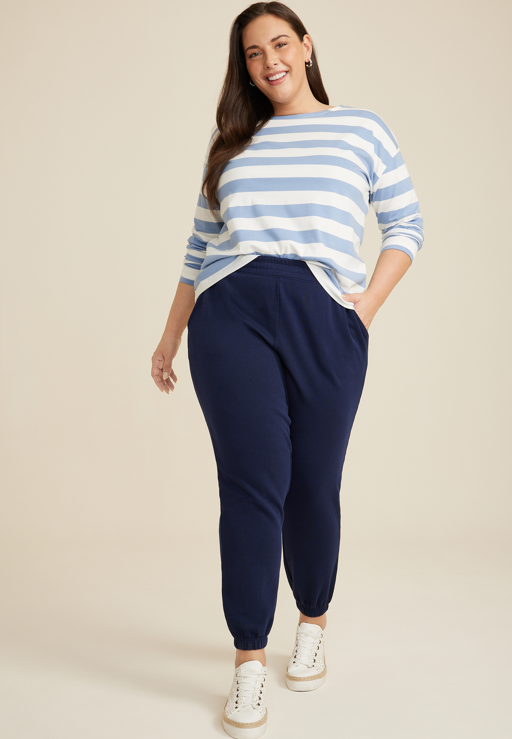 Plus Size Fleece High Rise Jogger | maurices