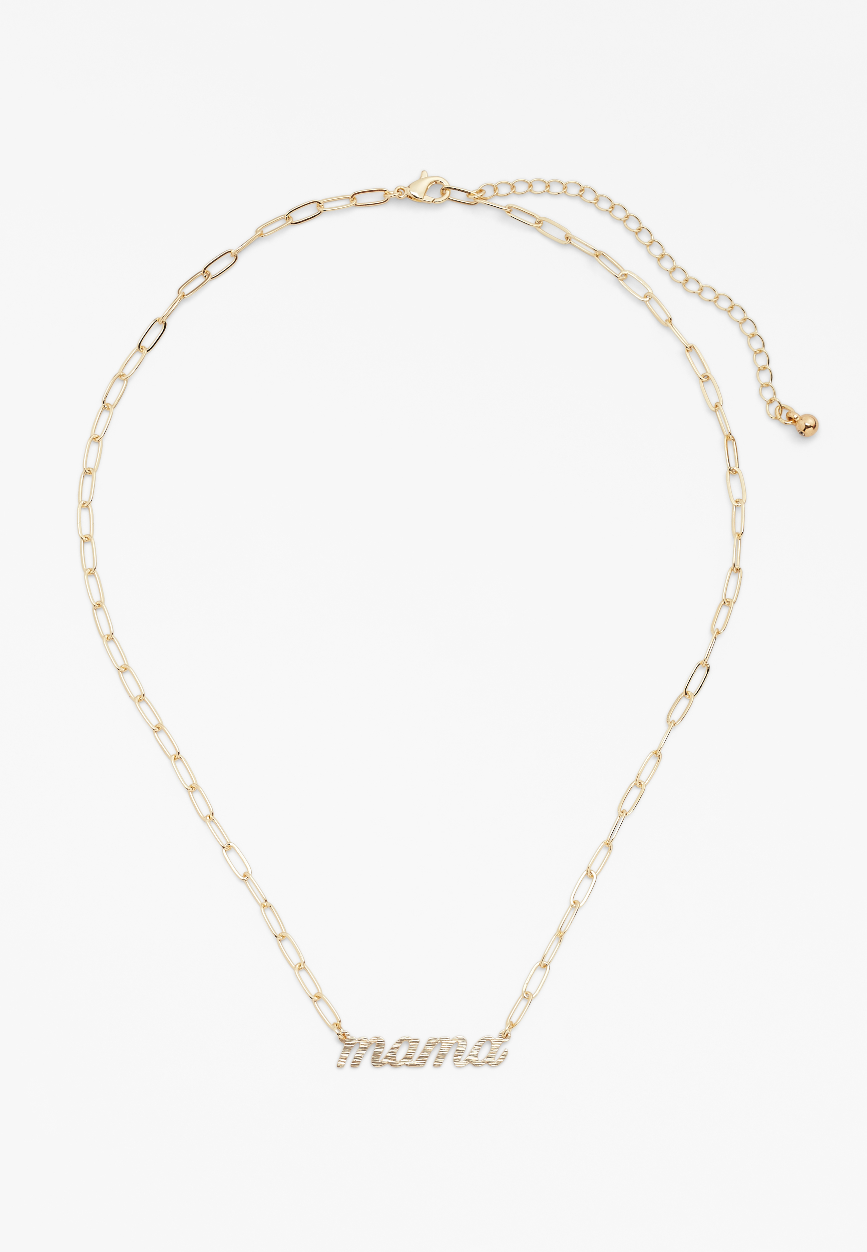 Mama Block Letter Paper Clip Link Necklace, C605, large