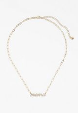 Mama Block Letter Paper Clip Link Necklace, C605, small