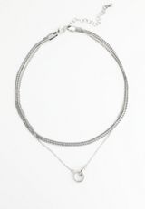 Silver Intertwined Double Layered Necklace, C431, small