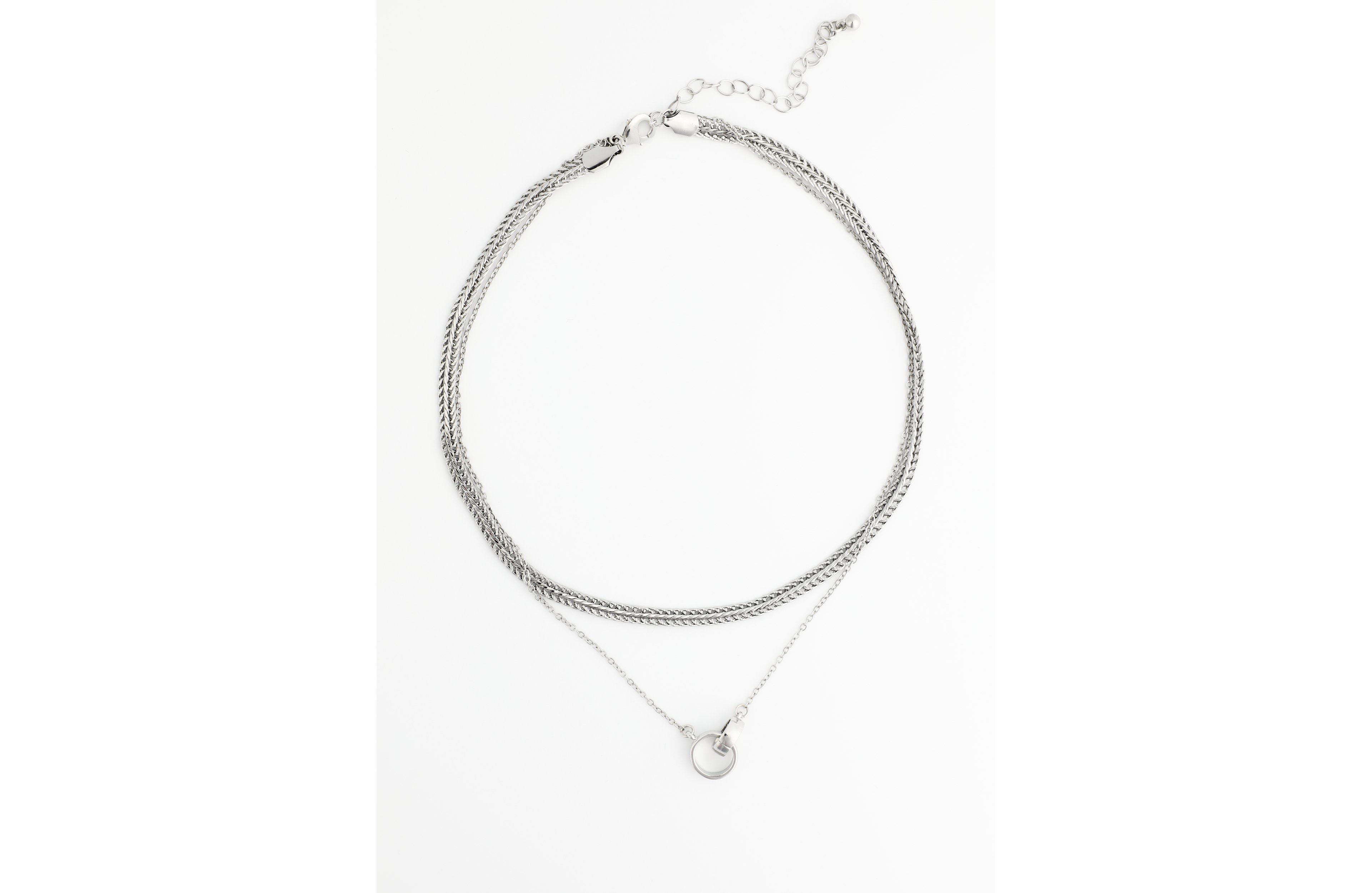 Silver Intertwined Double Layered Necklace