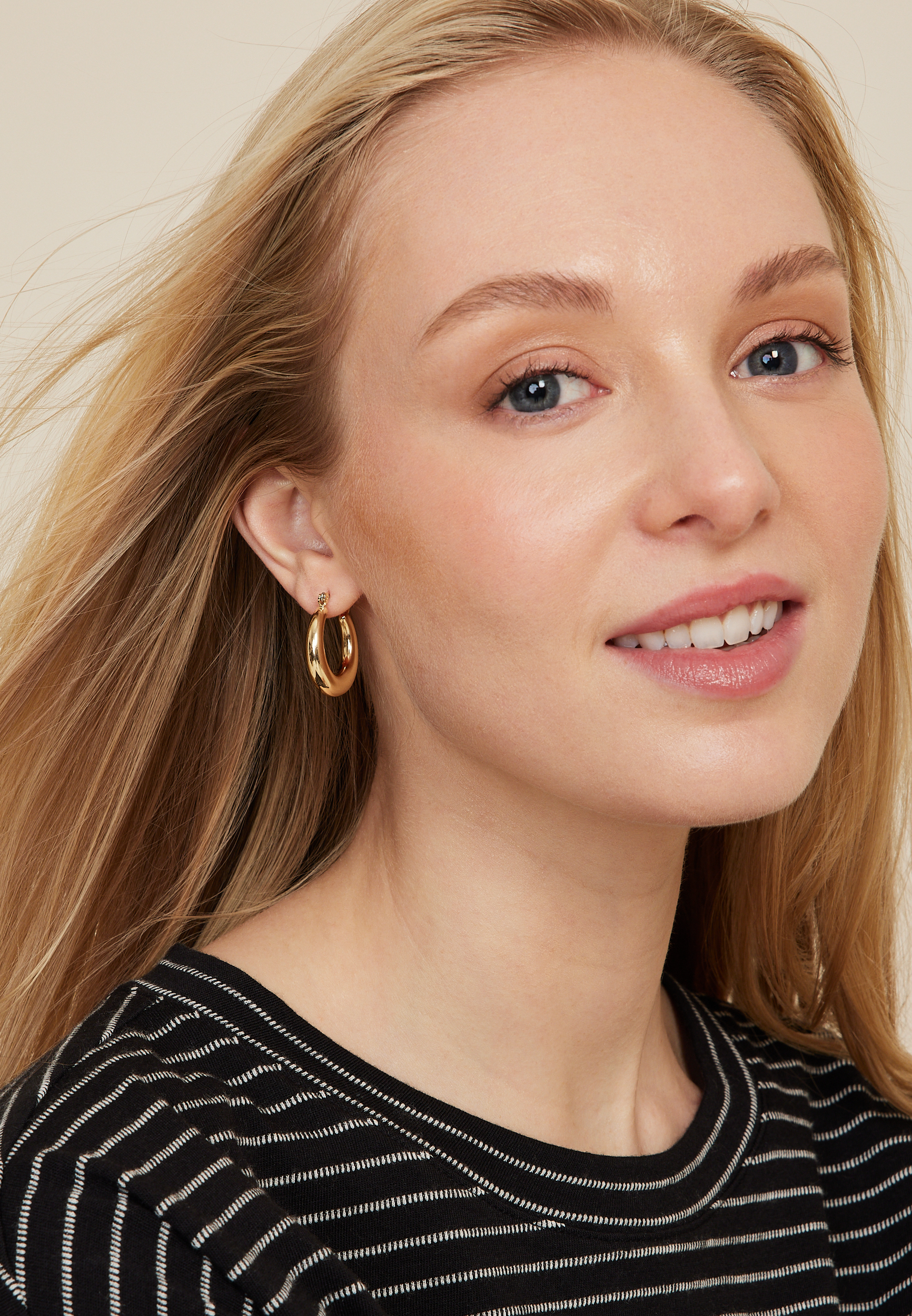 Gold Bubble Hoop Earrings, GOLD, large