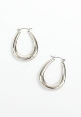 Silver Oval Bubble Hoop Earrings, C431, small