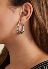 Silver Oval Bubble Hoop Earrings, C431, small