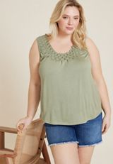 Plus Size Starburst Pintuck Tank Top, C425, small