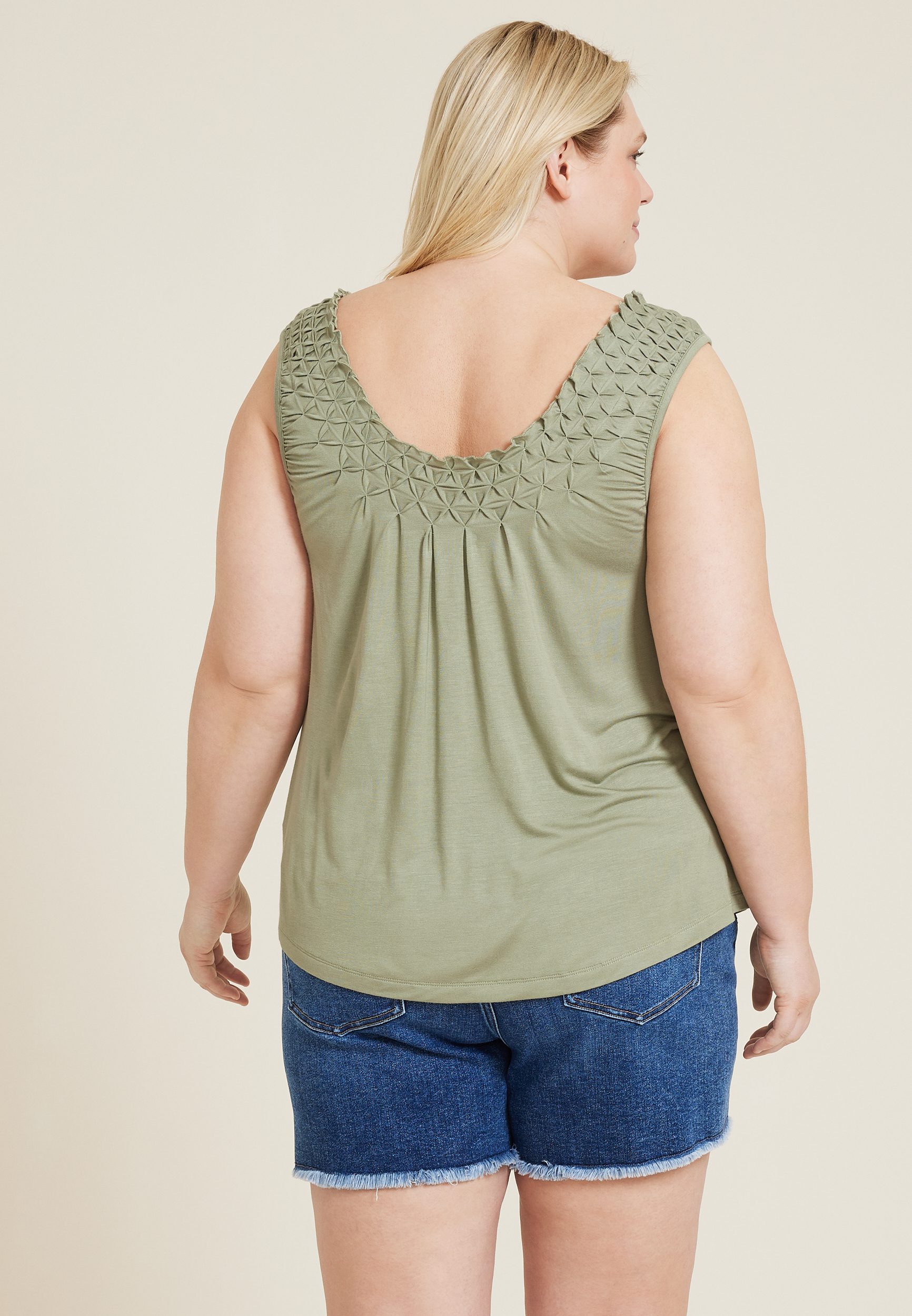 Plus Size Starburst Pintuck Tank Top, C425, large