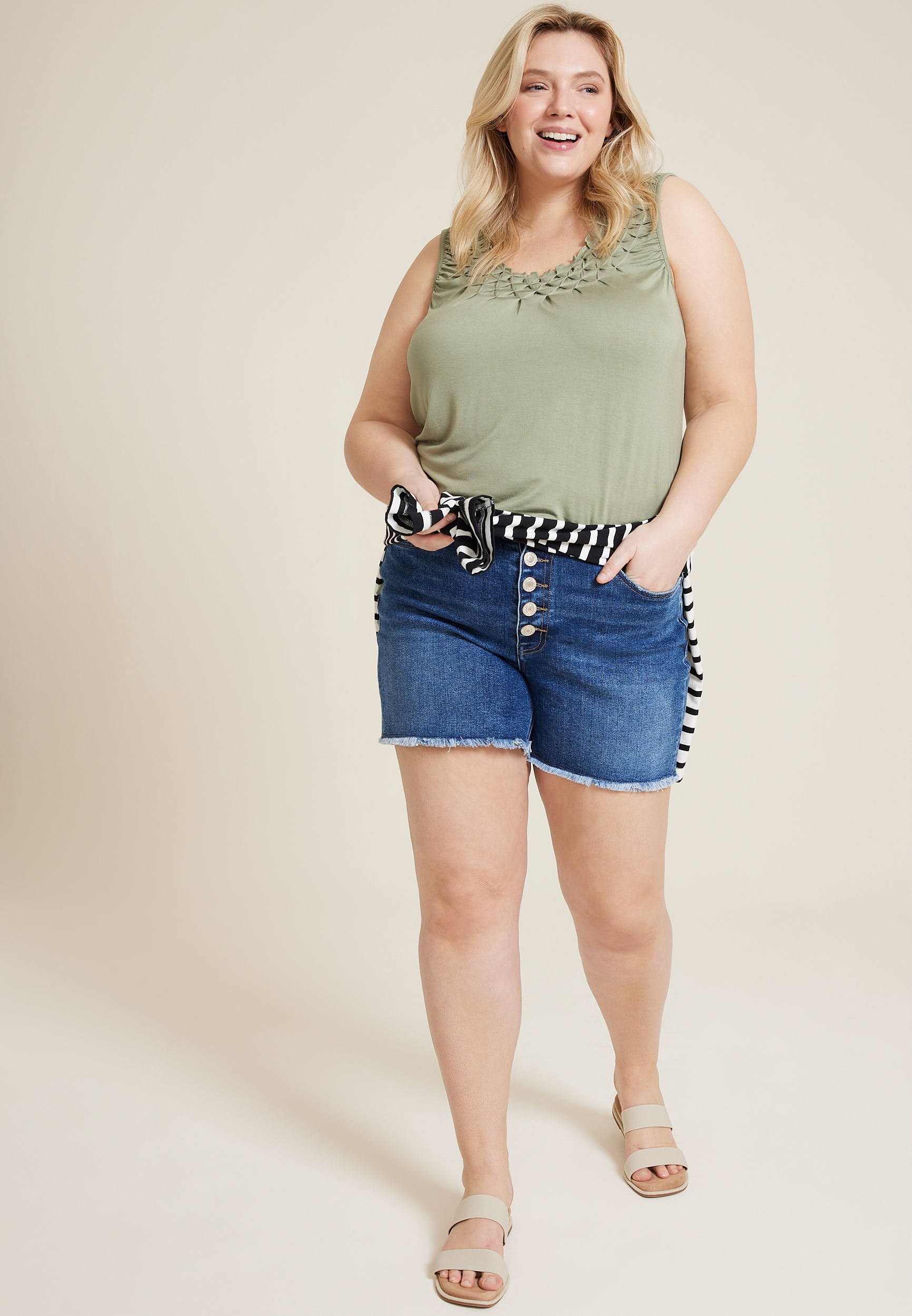 Plus Size Starburst Pintuck Tank Top, C425, large