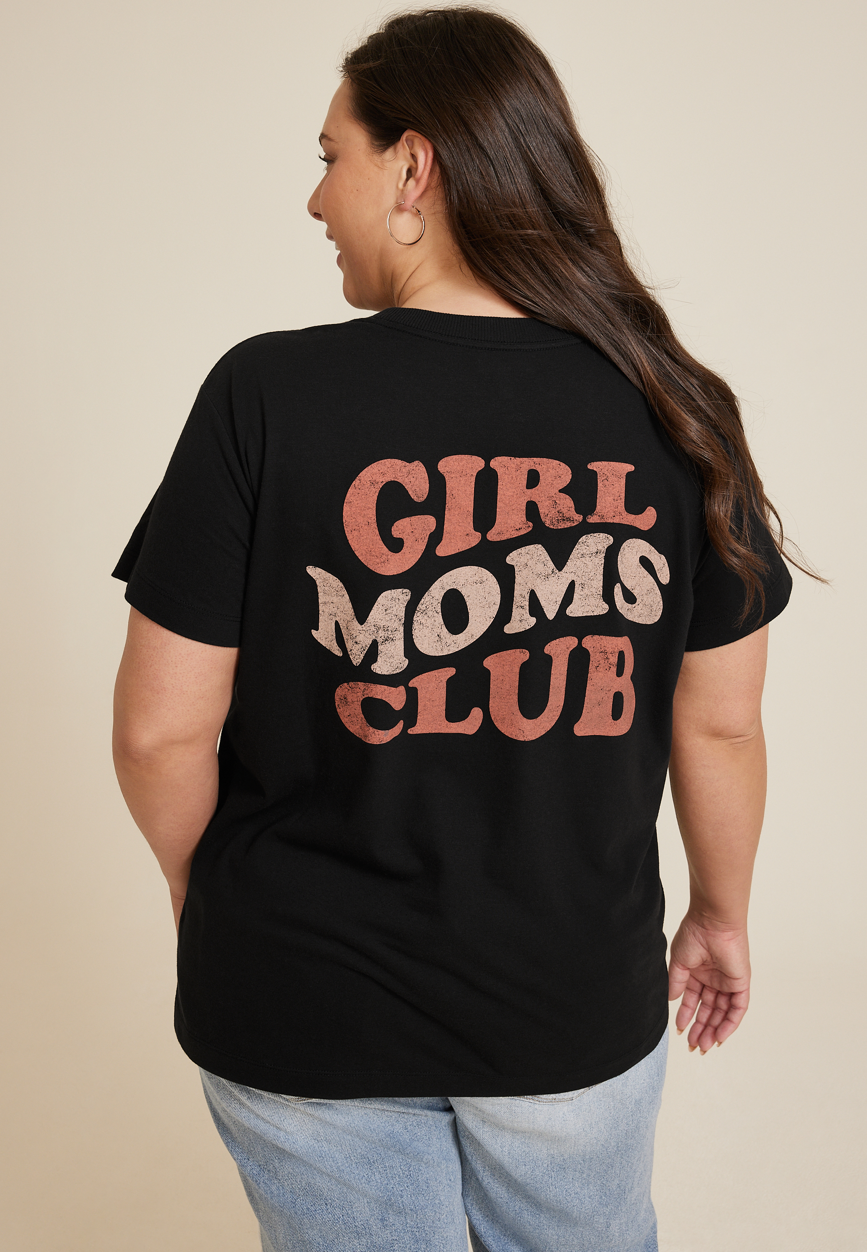 Plus Size Girl Moms Club Oversized Fit Graphic Tee, BLACK, large