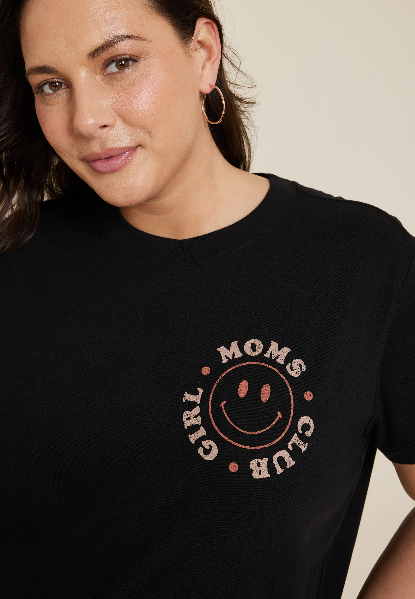 Plus Size Girl Moms Club Oversized Fit Graphic Tee, BLACK, large