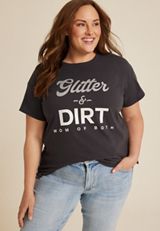 Plus Size Glitter And Dirt Graphic Tee, C1876, small